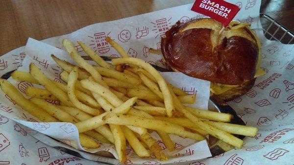 Smashburger with Smashburger fries.