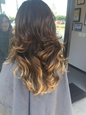 "Ombre" blonde tips.