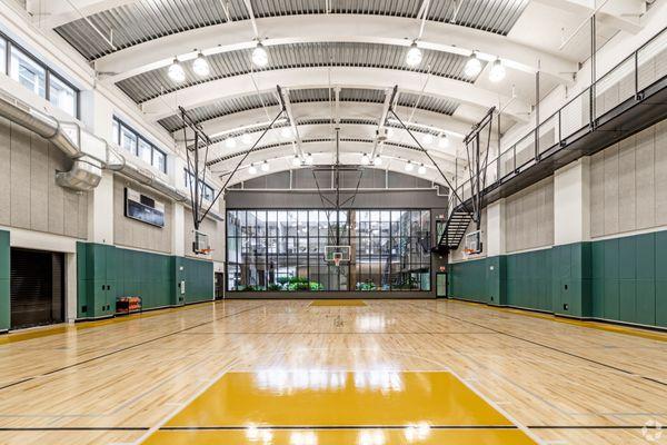 Full size basketball court with volleyball and pickle ball