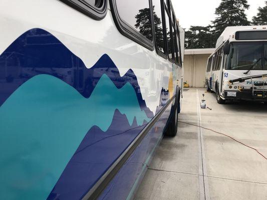 Polishing oxidation off of busses