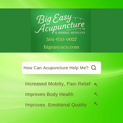 Acupuncture can help for a wide variety of conditions