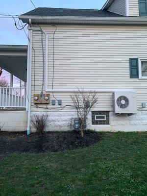 Installation of Trane Ductless System with Lineset Cover. Outdoor Unit