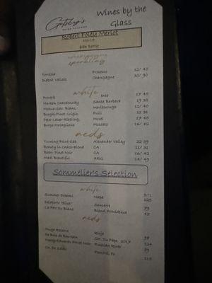 Wine list