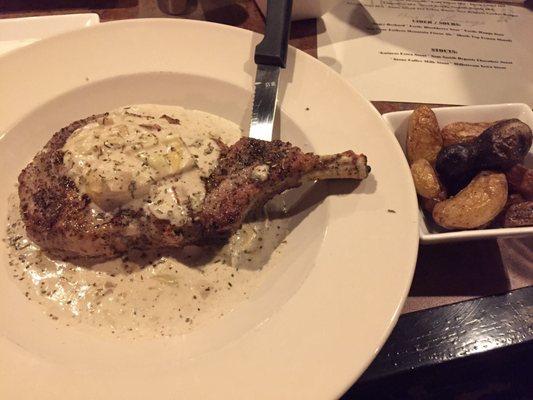 The tastiest pork chop I have ever eaten, bar none.  Incredible artichoke cream sauce.