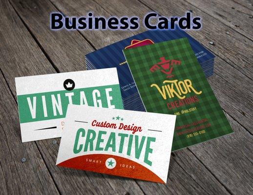 Business Cards, Postcards and other marketing material.