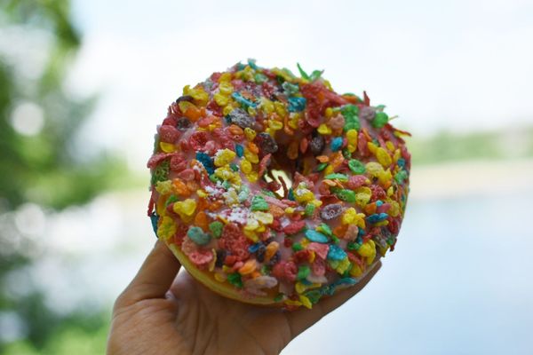 Fruity pebbles, quite the photogenic donut