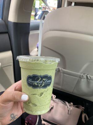 Blended matcha with coconut milk! YUM