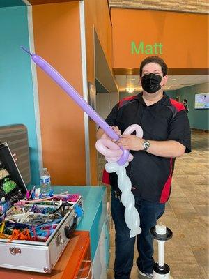 Matt is the best balloon artist!  Met him 2 years ago when the park first opened