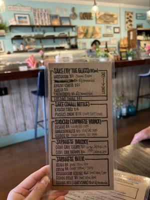 Drink menu