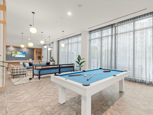 Lounge with Billiards at The Marc Luxury Apartments in Palm Beach Gardens FL