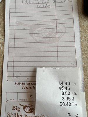 Overcharged for a single meal.