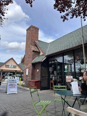 Front of building & some of the outdoor seating