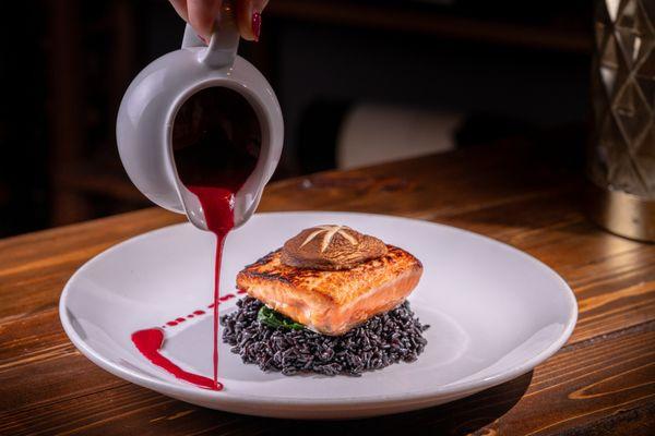 Salmon with a Sweet & Sour Beet Emulsion