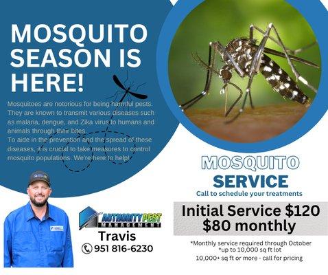 We offer mosquito services. Call today to schedule an appointment.