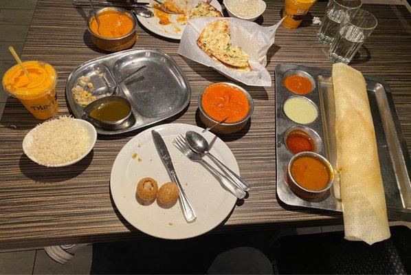 Mango lassi, pani puri, Tikka masala, Mahakali Mango Masala, dosa, garlic naan