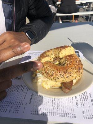 Sausage egg and cheese bagel