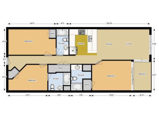 2 dimensional measured floor plans