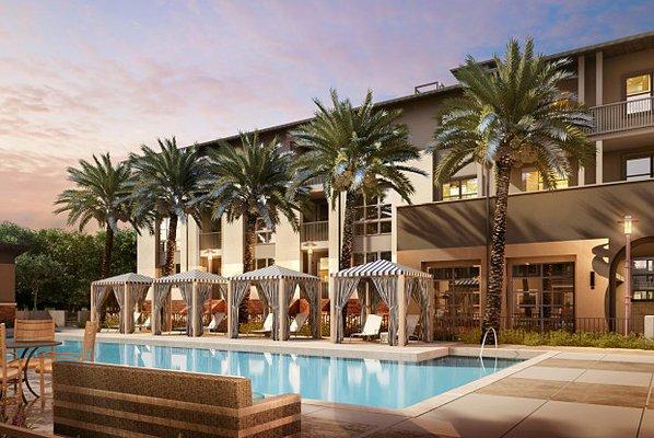 Artist rendering of Vintage Poolside Cabanas