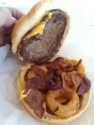 Inside my Western Bacon Cheeseburger.