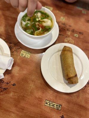 Special wonton Soup and Vegetable Egg Rolls