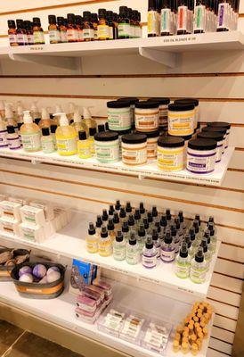 Some essential oils, moisturizers, bath items