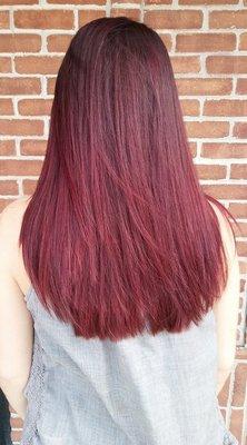 Burgundy bombshell done by Kari