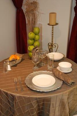 Mock up of decorated table setting