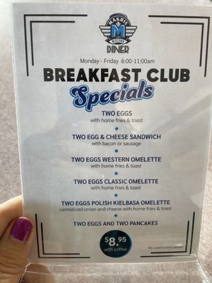 Weekday breakfast special menu