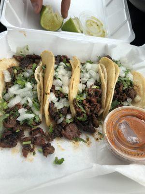 Carne asada Tacos $1.99 (each) from the inside Taqueria