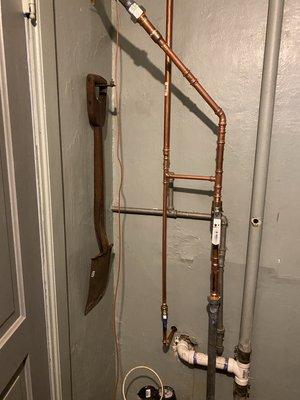 Replaced broken water pipe