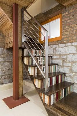 Reclaimed wood stair risers