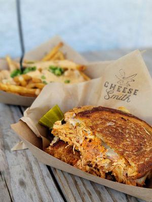 Buffalo Baby Grilled Cheese with Beer Cheese Fries