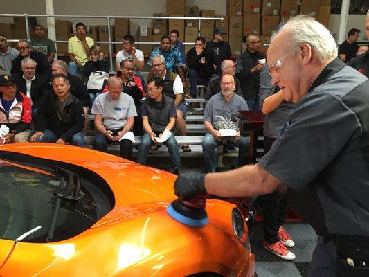 Demo of new polish techniques on McLaren in front of 80 spectators.