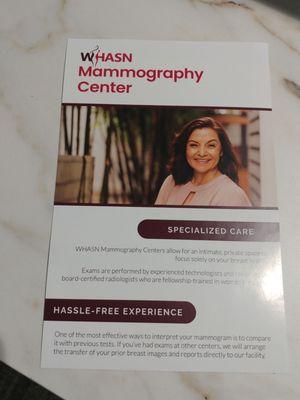 Brochure about mammography WHASN F 6.23.23