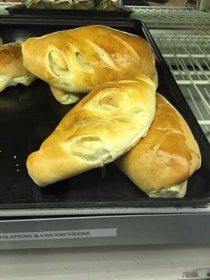 I love these warm stuffed jalapeño and cheese bread in the morning.  Good Stuff!!