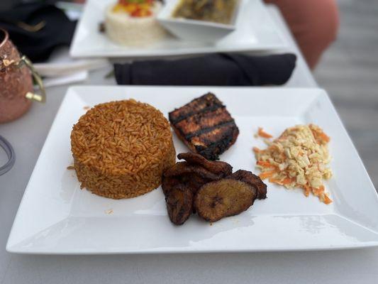 Jollof rice with salmon