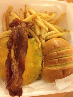 Angus Prime Burger with cheddar cheese and bacon