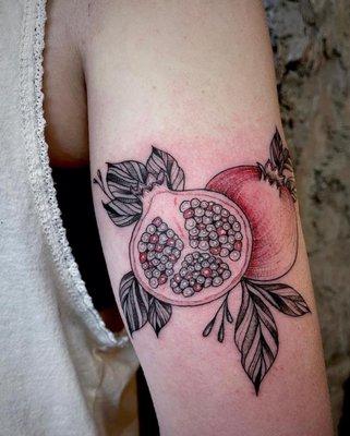 Pomegranate tattoo by Vivian Lore