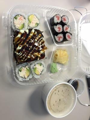 $10.89, tuna app and the #1 lunch special 1/2 dynamite 1/2 California roll