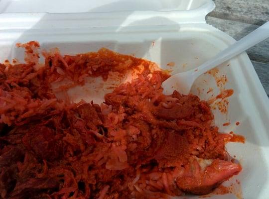 Food dyed Chicken Tikka Masala. There is nothing natural about this color and it is completely unappetizing.