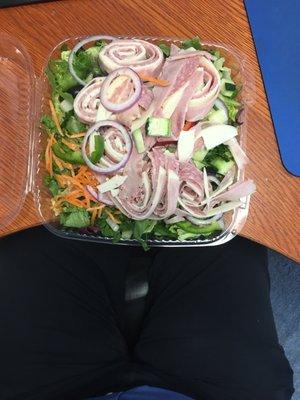 Huge chef salad with Italian dressing