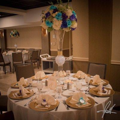 Tall vases filled with crystals.