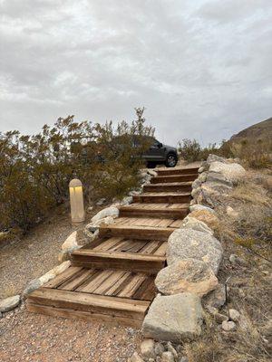 Stairs that lead to comfort station