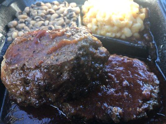 Meatloaf, Black Eye Peas, and Mac and Cheese