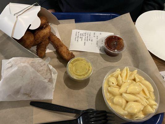 Medium Chicken Tenders (10 oz)Mac N Cheese Small biscuits