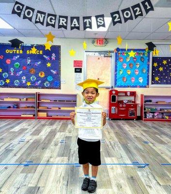 Jeff got his graduation certificate--Preschool.