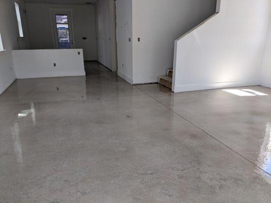 Grind and seal with epoxy clear,this floor also has dye color installed. Done for a local builder in Springfield.