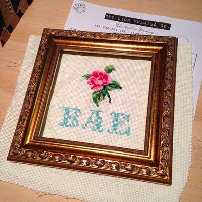 Cross Stitch w/ Classic Gold Frame.