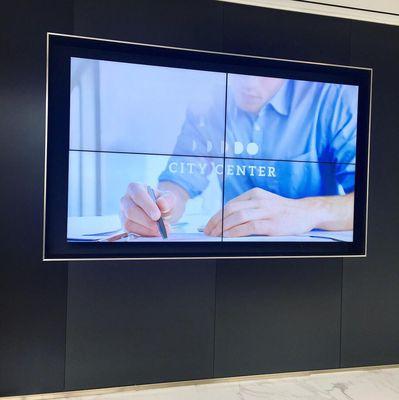 The video wall at the City Center Branch at 1101 New York Avenue NW