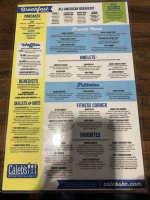 Front of menu